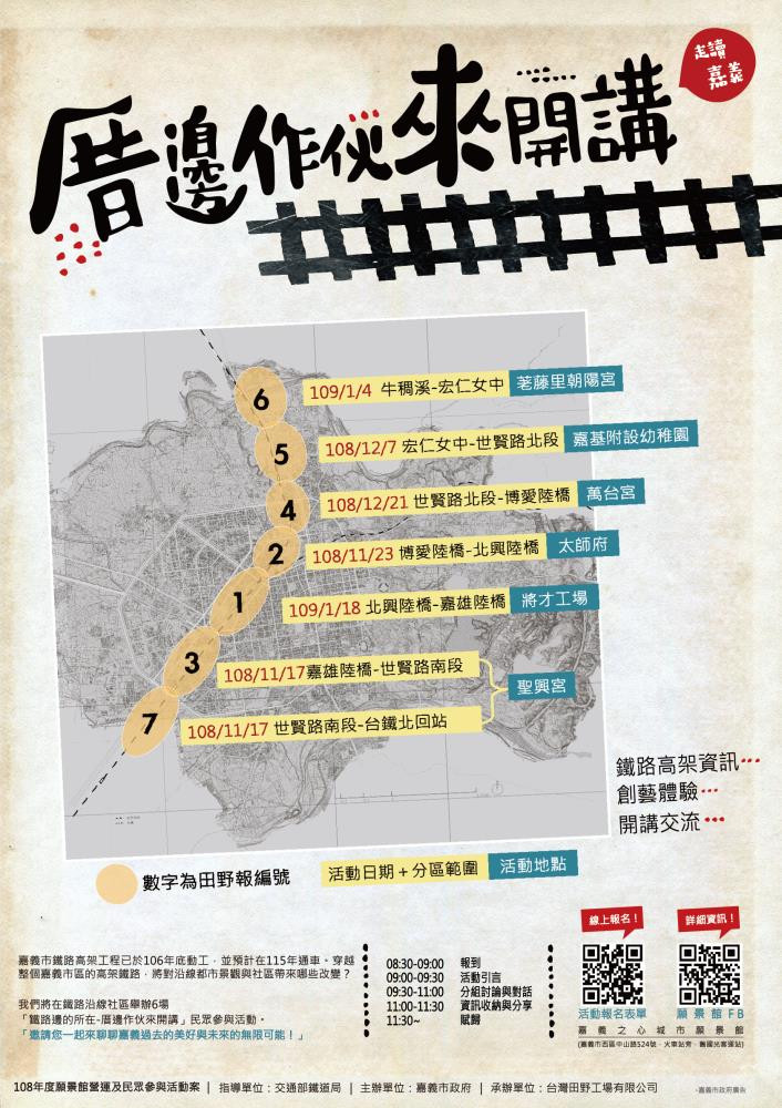 108年11月至109年1月辦理六場「鐵路邊的所在－厝邊作伙來開講」民眾參與活動